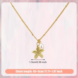 Mikovivi Gold Starfish Necklace for Women, Dainty Shell Starfish Pendant Necklace Boho Ocean Jewellery Summer Beach Holiday Jewellery Gift