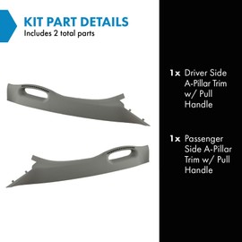 TRQ A Pillar Trim Panel w/Pull Handle Set of 2 LH RH Sides Compatible with Dodge Ram Truck