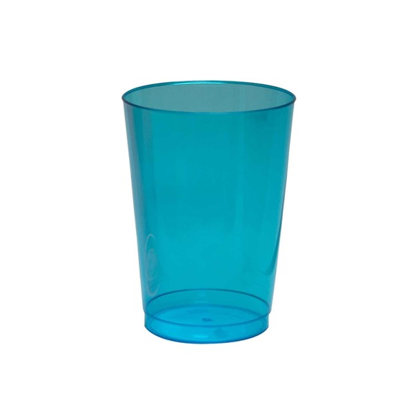 Party Essentials Hard Plastic 10-Ounce Party Cups and Tall Tumblers, Neon Blue, 25-Count