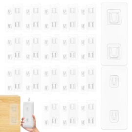 MAGICLULU 20 Pairs Double-Sided Adhesive Hooks Self Adhesive Sticker Hooks Strong AB Wall Adhesive Hooks No Screw Clear Hooks for Hanging Socket Remote Control
