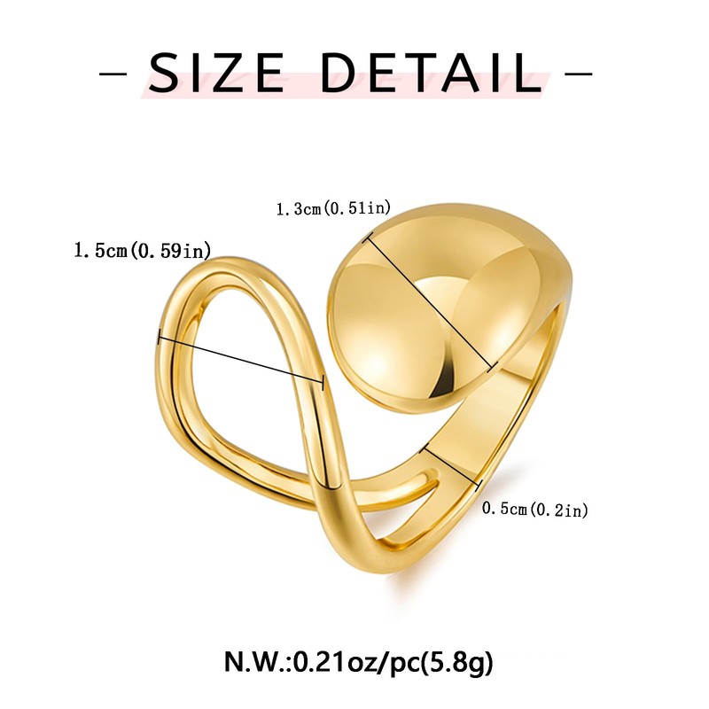 WOWORAMA Chunky Gold Dome Rings for Women Double Wire Band