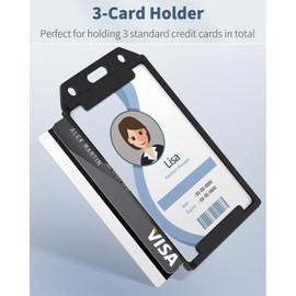 Pawfly Pawfly 5 Pack 3-Card Badge Holder Vertical Double-Sided Plastic Case with Grippers and Thumb Slot Hard Black Card Protector for Offices Schools IDs Credit Cards Driver's Licenses and Passes