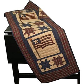 Choices Quilts Americana Patriotic Table Runner Quilt Appliqued and Embroidered 50 Inches Long by 17 Inches Wide 100% Cotton Handmade Hand Quilted Heirloom Quality
