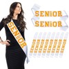 10Pcs White Senior 2027 Satin Sashes with Orange Glitter Letters-