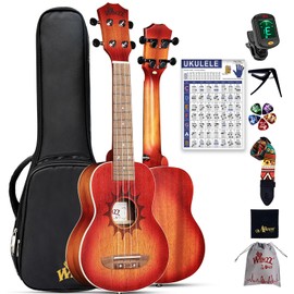 Winzz Soprano Ukulele for Kids and Adults Beginner, 21 Inch Mahogany Ukelele Starter Kit with Chord Chart and Capo, Unique Design Gifts
