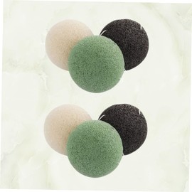 Healeved 6pcs Natural Konjac Facial Sponges Gentle Cleansing Exfoliating Face Washing Puff Black Green White Each for Skin Types Biodegradable Vegan