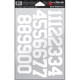 Number Stickers for Helmets White 1.5" 4 Sheets (Football, Baseball, Softball, Hockey, Lacrosse, Etc.) The Original Award Decals Premium 20mil Thick Helmet Decals Made in The USA Since 1976