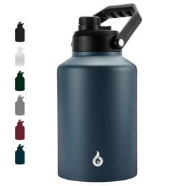 BJPKPK BJPKPK One Gallon(128 oz) Insulated Water Bottle, Dishwasher Safe Stainless Steel Thermos, BPA Free Jug with Ergonomic Handle & Anti-slip Bottom, Large Water Bottle, Navy Blue