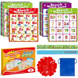 Quilinz Spanish Alphabet Bingo Games,Letter/Number/Sight Word Bingo Game for Kindergarten,ABC and 123 Bingo Board Games for Kids 4-6,Learn Spanish for Kids,spanis Flash Cards,Toddler Educational Toys