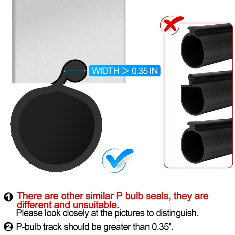 16.5FT Garage Door Bottom Seal Rubber 0.35'' Big P Bulb