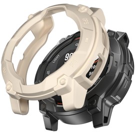 Miimall Armour Case Compatible with Garmin Instinct 3 Solar, Soft TPU Bumper Cover, Anti-Scratch Shockproof Case for Garmin Watch Instinct 3 Solar 45MM-Starlight