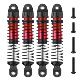 1/18 TRX4M Aluminum Threaded Shock Absorber Oil Damper 4Pcs Adjustable RC Shocks for 1/18 Traxxas TRX4M RC Crawler Upgrade Parts, Red