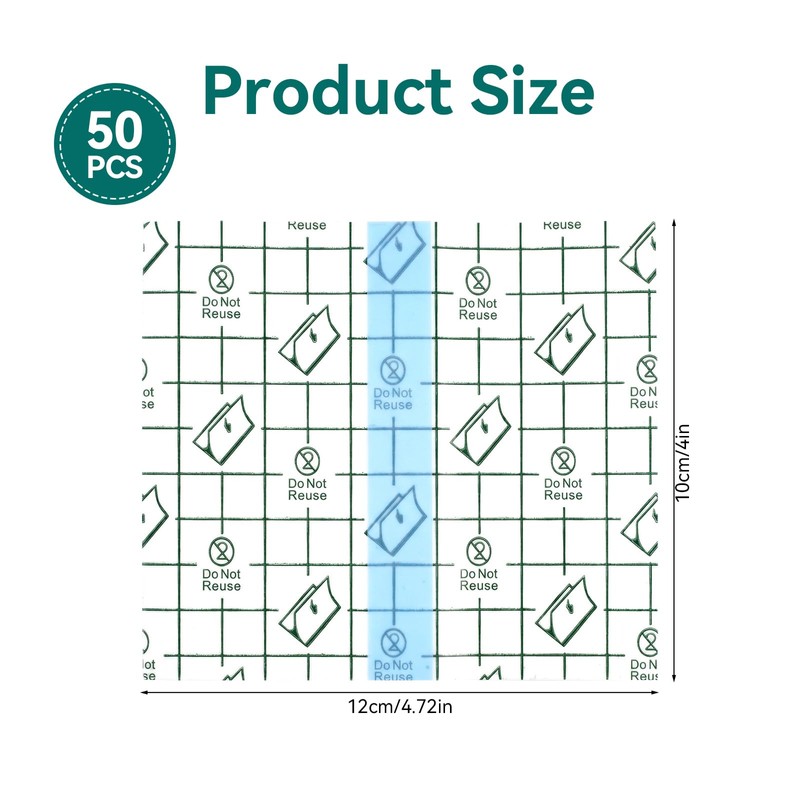 50 Waterproof Plasters, 10 x 12 cm Waterproof Transparent Bandage