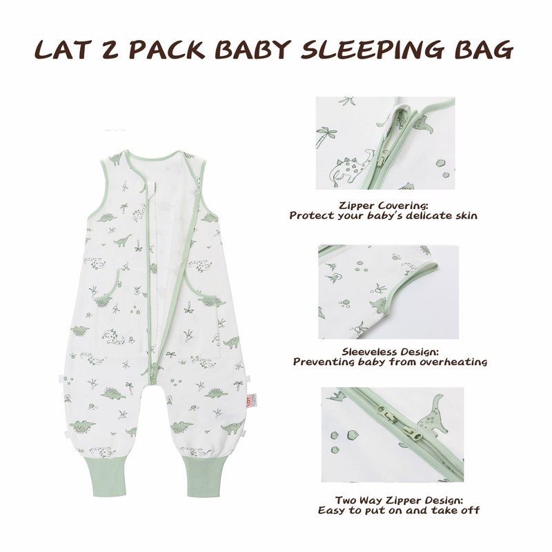 LAT 2 Pack Baby Sleeping Bag with Legs,Summer Sleeping Bag