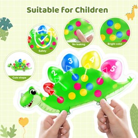 Dinosaur Colour Sorting Game Counting Super Soft Squeeze Sensory Toy for Toddlers Montessori Educational Game Colour Recognition Fine Motor Skills Training Travel Anti-Stress Toy from 3 Years (Green)