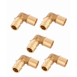 5-Pack EFIELD Pex A Full Flow Expansion Brass Fittings 3/4"x 3/4" Male Sweat Elbow Adapter, ASTM F1960,(PEX1960078)