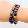 ZZ ZINFANDEL Initial Letter Black Obsidian Beaded Bracelets for Men,