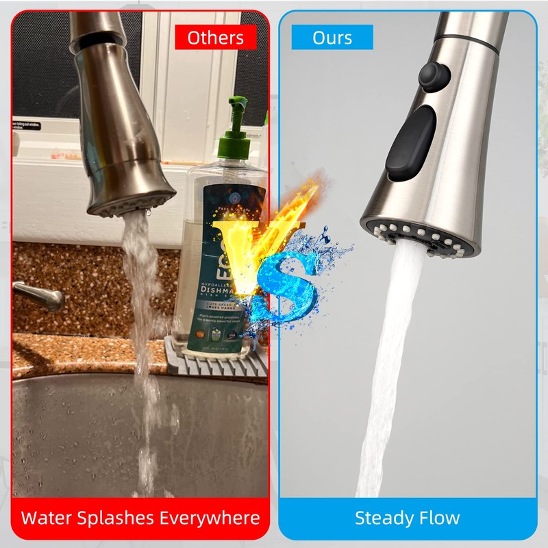 iFealClear Universal Kitchen Faucet Head Replacement, 3 Modes Pull Down