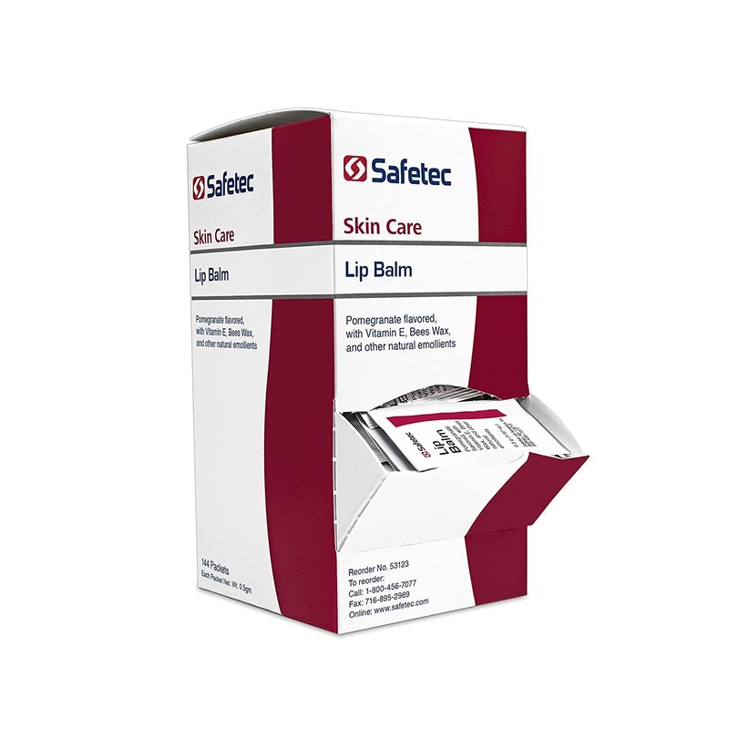 Safetec - Bálsamo labial con sabor a granada, 144 paquetes/caja