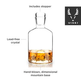 Viski Mountain, Lead-Free Crystal, Hand-Blown Decanter with Stopper, 24 Oz Capacity, Set of 1, Clear