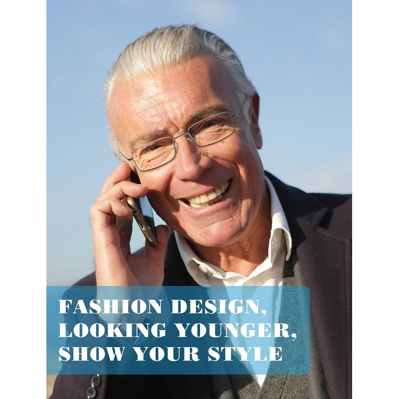 OKH 3 Pack Stainless Reading Glasses 2.0, Metal Frame Blue