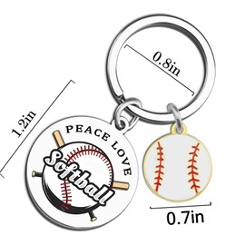 XzmaaoX Softball Keychain Gifts For Girls Boys Cool Softball Coach Gifts For Him Her Softball Team Gift For Softballs Lover Player Softball Themed Stuff Birthday Christmas Gift
