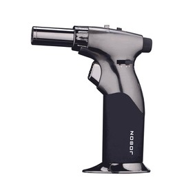 JOBON Torch Lighter, Double Flames Refillable Culinary Lighter with Continuous Flame Lock and Adjustable Flame (Butane Gas Not Included) (Black Brushed - Black)