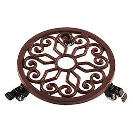 IDZO Heavy Duty Trolley Capacity 350 lbs Planter Caddies with Wheels Heavy Duty Cast Iron Plant Stand with Lockable Wheels Plant Stand 12 Inch Simple Style Dark Brown