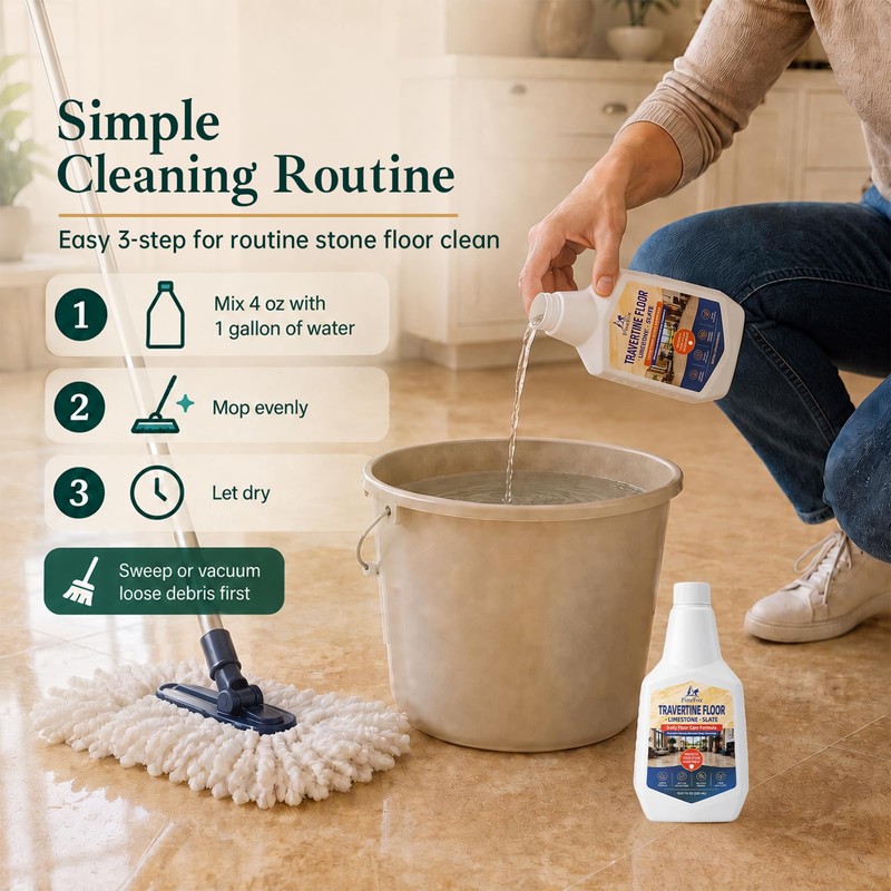 Stone Floor Cleaner for Travertine Floor, Limestone & Slate, Gentle