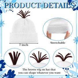 Toulite 3 Pcs Snowman Costume Kit Unisex White Beanie Hats Carrot Nose and Red Scarf for Christmas Costume Accessories Winter Cosplay Party