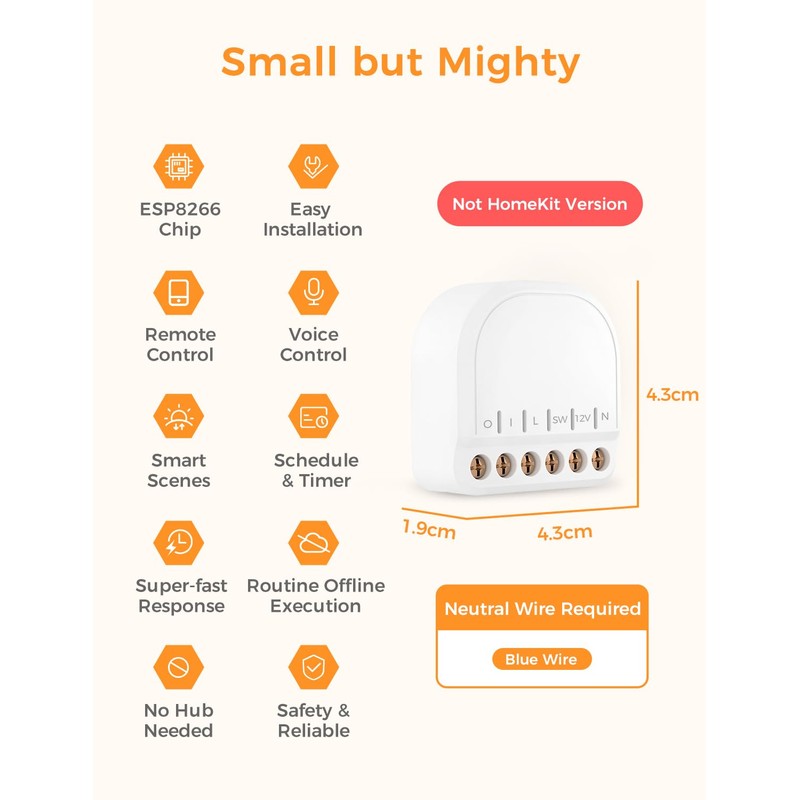 Refoss Smart Relay Switch with Current Measurement Compatible with Home