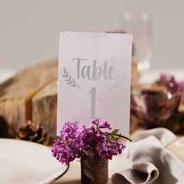Vinyl Art Decals - Seating Chart Table Numbers 1-20 - from 5" x 4.5" Each - Elegant Find Your Seat Wedding Plan Couples Bride Groom Husband Wife Marriage Reception Love Decor (Silver)