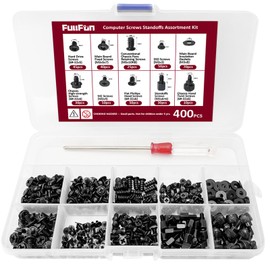 FullFun 400PCS Computer Screws Motherboard Standoffs Assortment Kit for Universal Motherboard, HDD, SSD, Hard Drive, Fan, Power Supply, Graphics, PC Case for DIY & Repair with Screwdriver