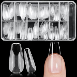 Lifextol 240pc Coffin Gel x Nail Tips Medium Fake Nails for Press on Nails Clear Acrylic Nails Tips, 12 Size Full Cover Nail tips Coffin Soft Gel Nail Tips False Nails Extension Artificial Fingernail