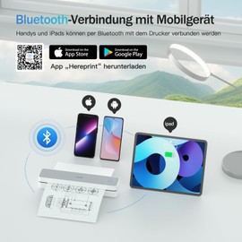 iDPRT MT610 Portable Thermal Printer, Mobile Printer A4 for Travel, A4 Compatible with Windows, iOS, Android, 300 dpi Monochrome Travel Printer for Home, Learning, Black