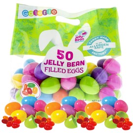 Bulk Plastic Candy Filled Easter Eggs, Jelly Beans, Assorted Bag of 65