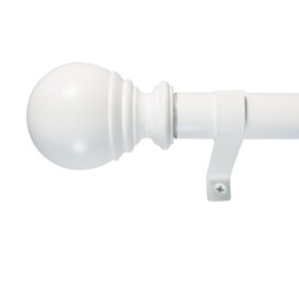 Decopolitan 30409-WT72 1” Ball Single Telescoping Drapery Rod Set, 72 to 144-Inch, White
