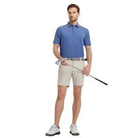 Rouen Polo Shirts for Men Performance Sports Moisture Wicking Stripe Collared Golf Mens Polo Shirts Short Sleeve