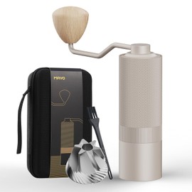 MAVO Manual Coffee Grinder, Wizard Hand Coffee Grinder, Capacity 25g with CNC Stainless Steel Hexagonal Conical Burr, Adjustable Setting, Burr Coffee Bean Grinder for French Press, Pour Over, Silver
