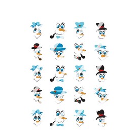 Snowman Faces Set #3 Nail Art Decals - Waterslide Nail Decals