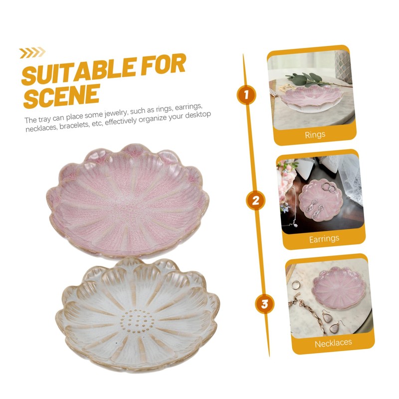 iplusmile 2pcs Flower Shape Ceramic Jewelry Tray Elegant Ring Display