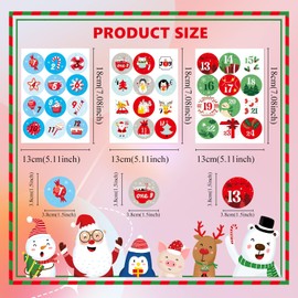 Christmas Advent Calendar Stickers, 16 Sheets/192pcs 1-24 Advent Calendar Stickers Christmas Number Sticker Countdown Label Stickers for Xmas Party Favors DIY Crafts Gift Decoration A8-SDDJST