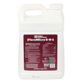 General Hydroponics HGC718130 FloraMicro 5-0-1, Use with FloraBloom & FloraGro for A Tailor-Made Nutrient Mix Ideal for Hydroponics, 2.5 Gallon, Brown/A
