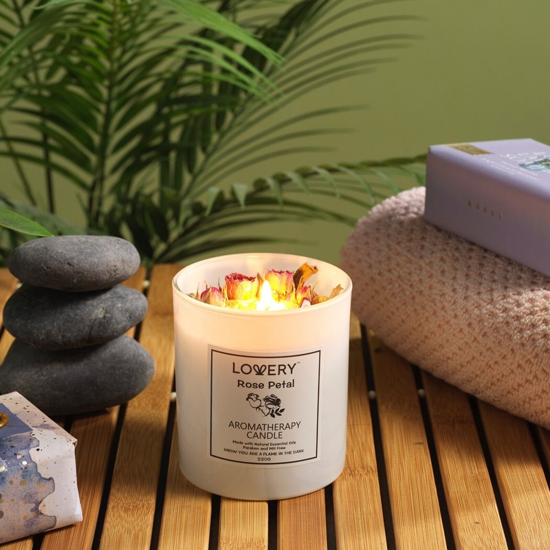 Lovery Rose Home Candle, 8oz Luxury Aromatherapy Scented Candle Gift