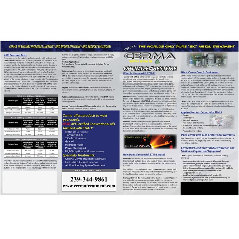 Cerma Engine Treatment - Clean, Revitalize, and Protect Engine -