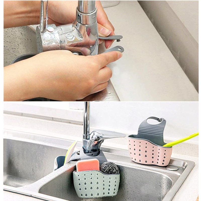 Kinteshun Kitchen Sink Caddy Sponge Holder Hang Basket for Scrubber