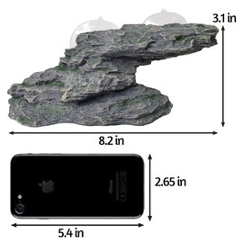 kathson Turtle Basking Platform Baby Tortoise Climbing Ramp Shale Reptiles Dock Resting Terrace Stone Aquarium Ornament Rock Landscaping Decoration for Frogs Newts (Medium Size:8.2”Lx3.3”Wx3.1”H)