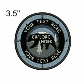 Athena Brands Custom Bear Mountain Trees Embroidered Patch Iron/Sew-On Nature Lover Compass