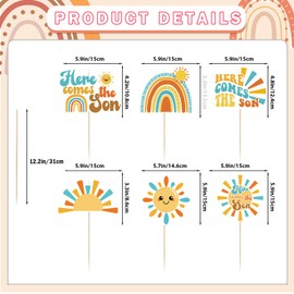 Here Comes The Son Centerpiece Sticks Here Comes The Son Baby Shower Decorations 24Pcs Sun Table Toppers Sunshine Baby Shower Supplies Boho Sun Rainbow Party Table Decoration