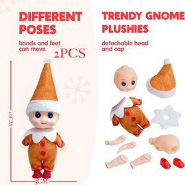 2pcs Christmas Elf Baby Mini Dolls,Christmas Baby Elves Twins Cute Little Elfs,Naughty Tiny Baby Elf Doll Novelty Toys Christmas Tradition Small Dolls for Girls Boys Kids Gift Xmas Stocking Stuffers